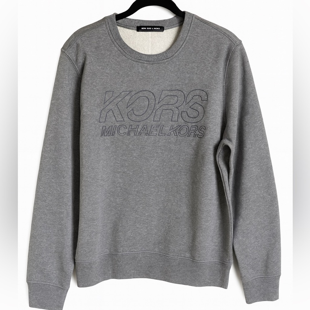 Michael Kors Men’s Gray Logo Crewneck Sweatshirt | Size L